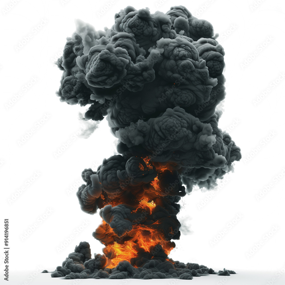 explosion effect with fire and dense dark black smoke, with particles, isolated on a transparent white background. graphic resource for a war, combat or terrorist attack explosion effect with fire and dense dark black smoke, with particles, isolated on a transparent white background. graphic resource for a war, combat or terrorist attack