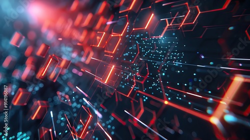 Wallpaper Mural Abstract digital background with glowing lines and particles creating a dynamic flow of light and color in a futuristic setting. Torontodigital.ca