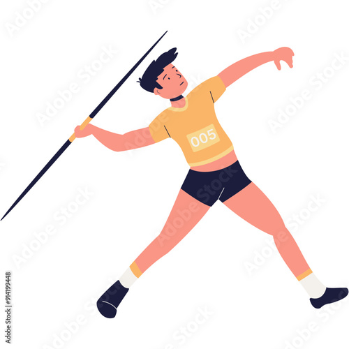 Javelin Thrower in Javelin Launching Pose