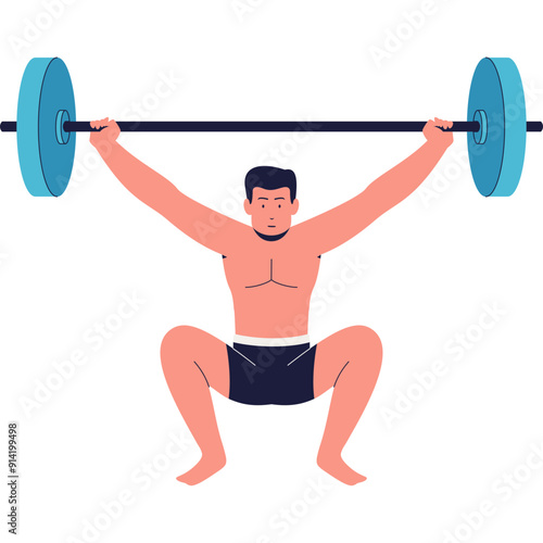Weightlifter in Clean and Jerk Pose