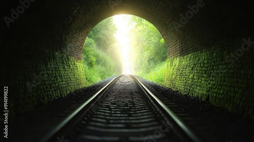 Light at the end of a tunnel, railroad tracks, hope, new beginning