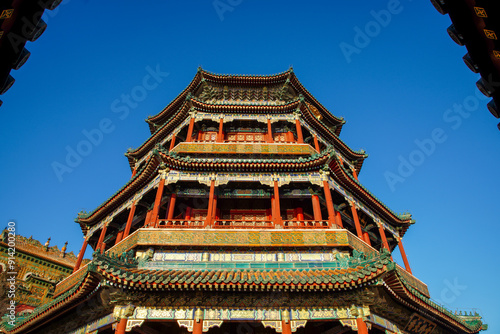 Scenery of Foxiangge in Summer Palace, Beijing.
