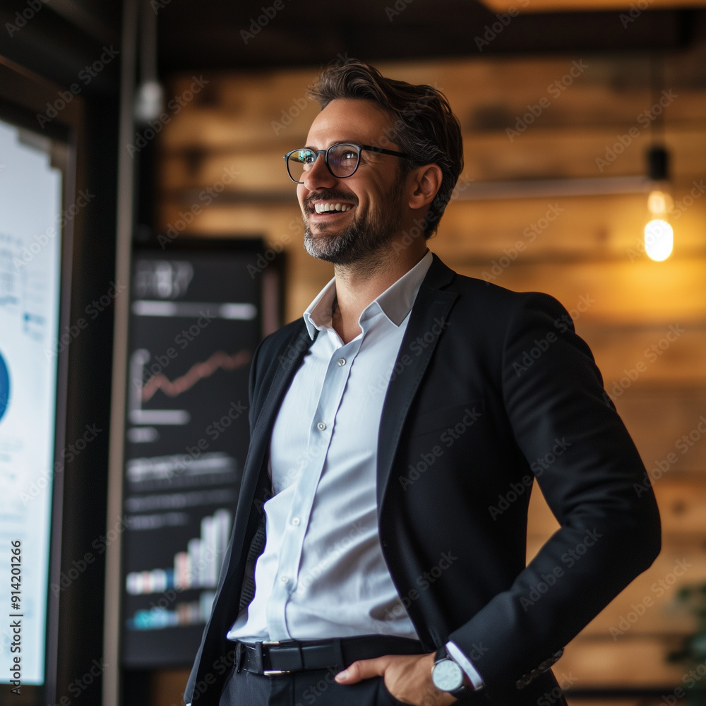 Naklejka premium Portrait of a businessman leading a business meeting