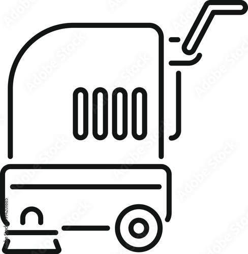 Line art icon depicting a cleaning machine for professional use, suggesting hygiene and sanitation