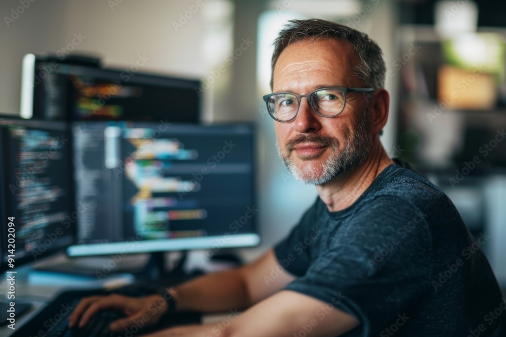 Portrait of a middle aged male software engineer Portrait of a middle aged male software engineer