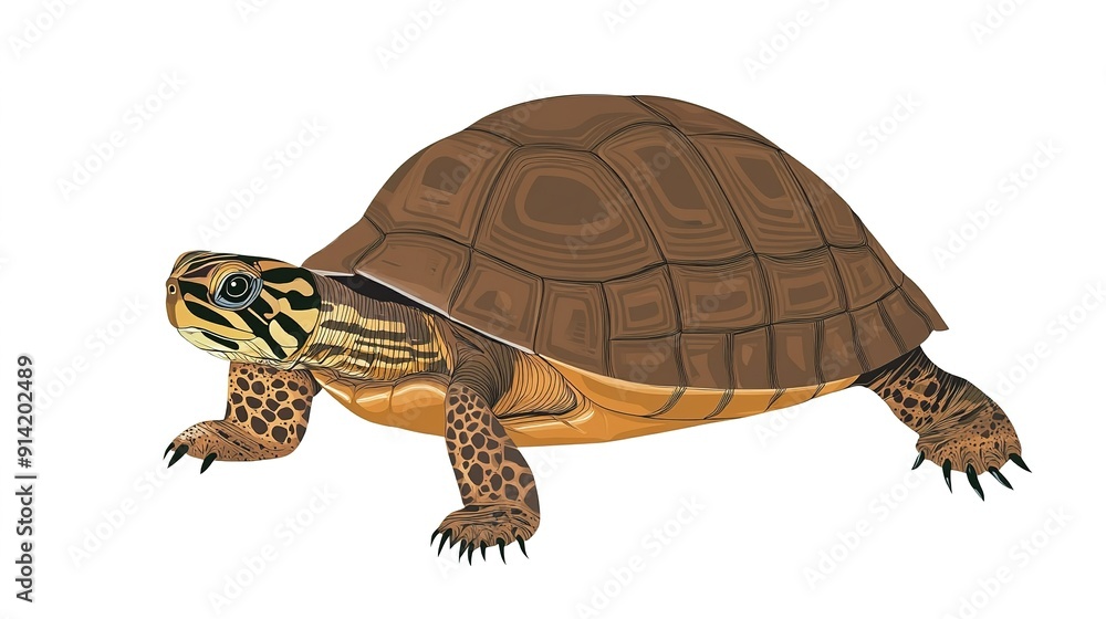Fototapeta premium Cute Clean Eastern Box Turtle on a White Background