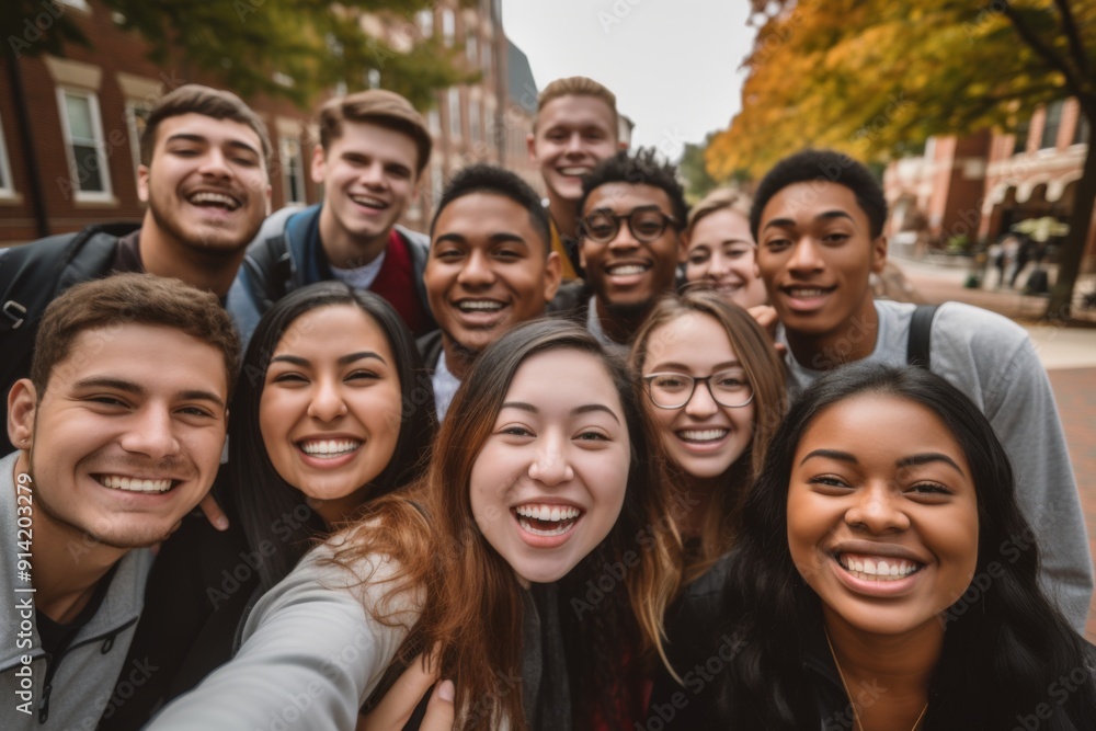 Smiling group of diverse group of students Smiling group of diverse group of students