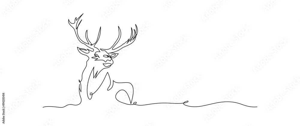 Reindeer continuous one line drawing, single line art deer animal element, minimalist sketch line vector illustration, christmas winter new year concept Reindeer continuous one line drawing, single line art deer animal element, minimalist sketch line vector illustration, christmas winter new year concept