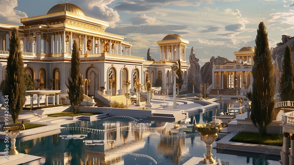Fototapeta premium Golden Palace at Sunset