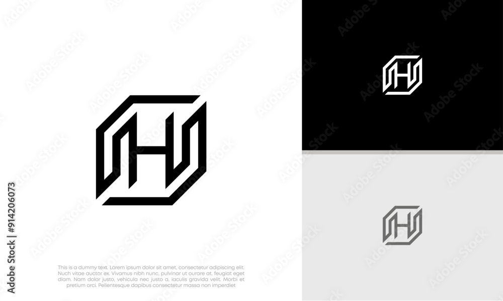 Initials H logo design. Initial Letter Logo. Innovative high tech logo template. Initials H logo design. Initial Letter Logo. Innovative high tech logo template.