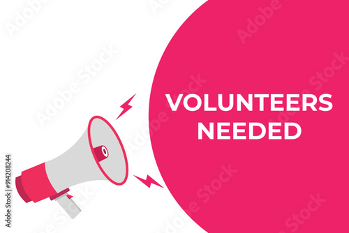volunteers needed button, banner, label, template for website. volunteers needed text with colorful megaphone icon
