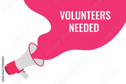 volunteers needed button, banner, label, template for website. volunteers needed text with colorful megaphone icon

