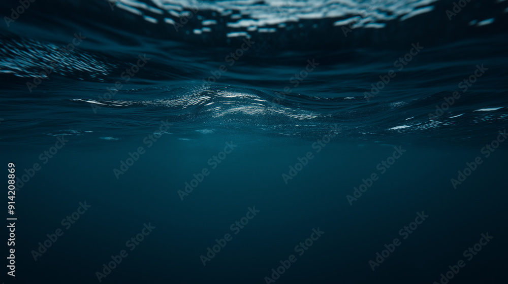 Obraz premium Calm ocean surface viewed from below during twilight hours