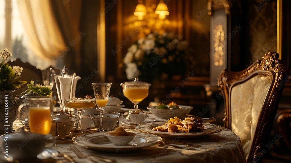 A Luxurious Table Setting in a Gilded Room A Luxurious Table Setting in a Gilded Room