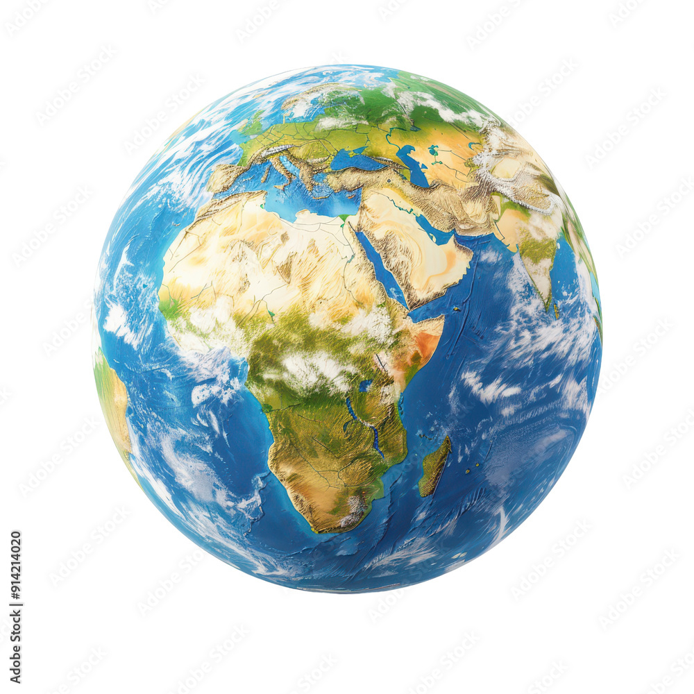 A detailed and vibrant representation of Earth showcasing continents, oceans, and atmospheric clouds. PNG transparent background. A detailed and vibrant representation of Earth showcasing continents, oceans, and atmospheric clouds. PNG transparent background.