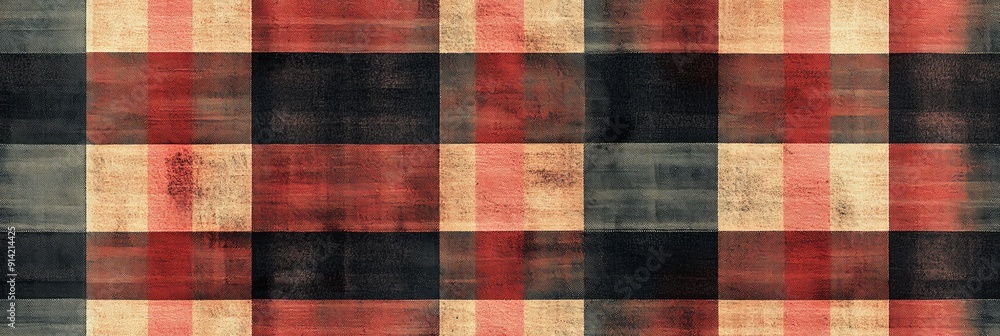 Red, Beige, and Black Checkered Pattern. Red, Beige, and Black Checkered Pattern.