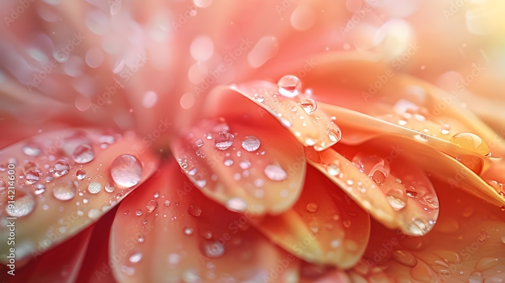 Fototapeta premium Delicate Floral Droplets Forming Oil Like Scene