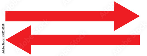 Straight long double vector arrow. Horizontal long straight arrow with two left and right pointers. Black width symbol isolated on white background