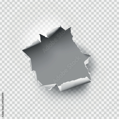 ragged Hole torn in ripped paper on transparent background