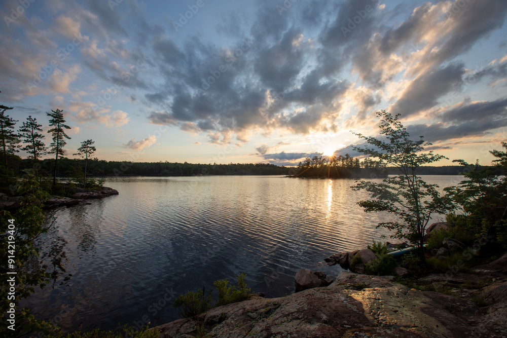 Sunset over a lake in northern Ontario. Sunset over a lake in northern Ontario.