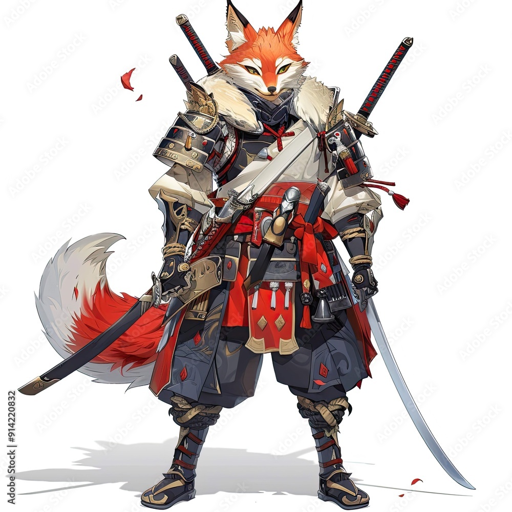 Anime Fox Warrior. AI generated art illustration. Anime Fox Warrior. AI generated art illustration.