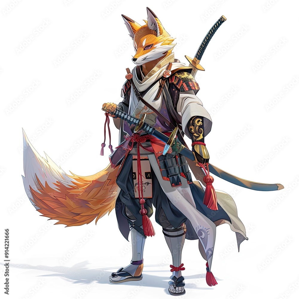 Anime Fox Warrior. AI generated art illustration. Anime Fox Warrior. AI generated art illustration.