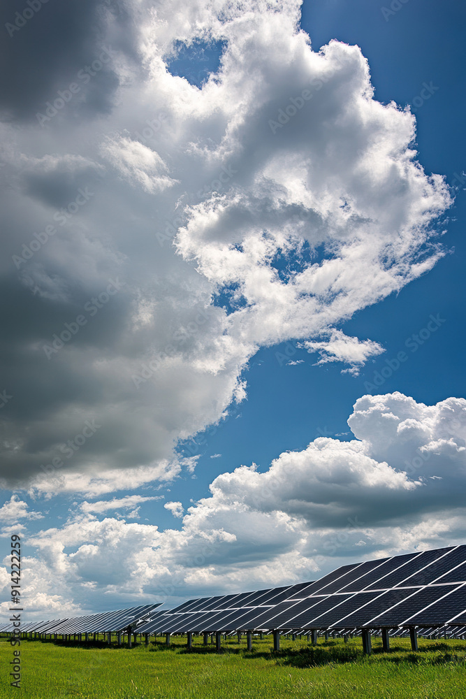 Dynamic Cloud Movement Over Solar Farm, sustainable energy solutions, green technology, environmental harmony, renewable resources, ecological balance, climate action, nature and innovation, clean ene Dynamic Cloud Movement Over Solar Farm, sustainable energy solutions, green technology, environmental harmony, renewable resources, ecological balance, climate action, nature and innovation, clean ene