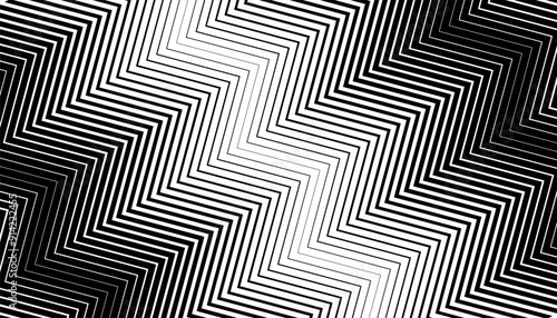 Black and white zigzag transition pattern. Diagonal motion background. Vector Format Illustration 