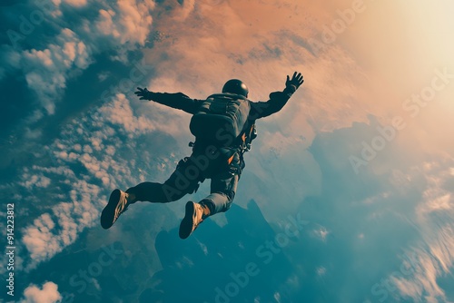 a man jump for sky diving 