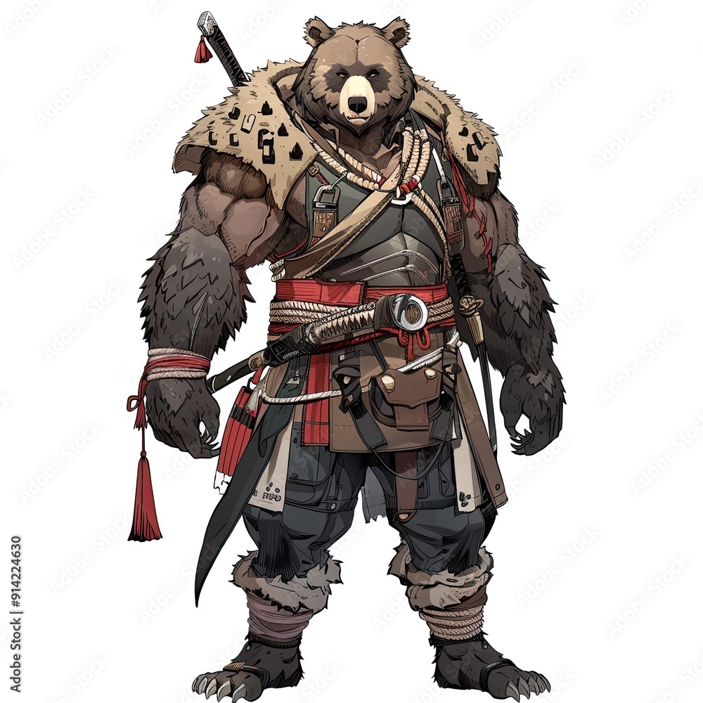 Anime Bear Warrior. AI generated art illustration. Anime Bear Warrior. AI generated art illustration.
