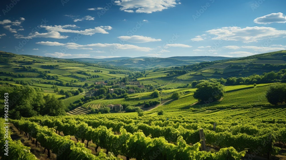 Vineyard Landscape Under a Blue Sky Vineyard Landscape Under a Blue Sky