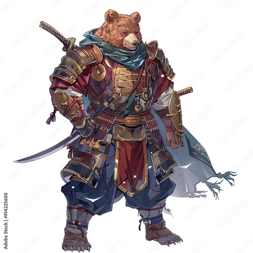Anime Bear Warrior. AI generated art illustration. Anime Bear Warrior. AI generated art illustration.