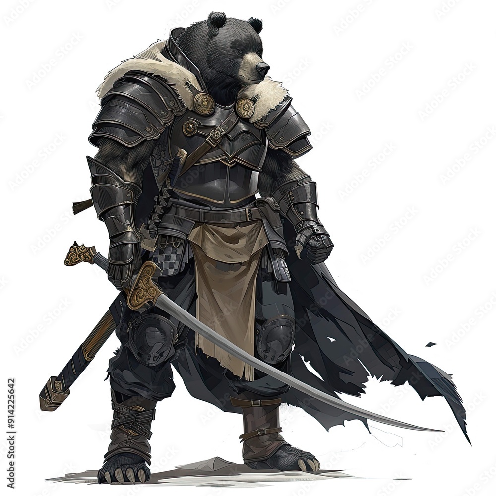 Anime Bear Warrior. AI generated art illustration. Anime Bear Warrior. AI generated art illustration.