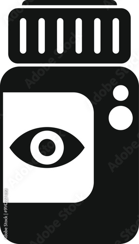 Black silhouette of eye drops bottle representing vision care and eye health