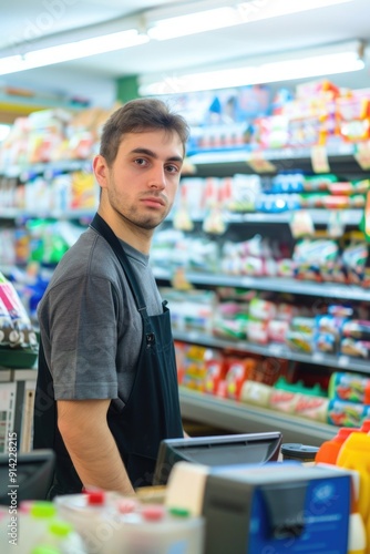 Employee at a market stand