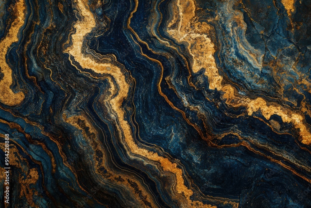 Abstract patterns of gold blue marble texture Abstract patterns of gold blue marble texture