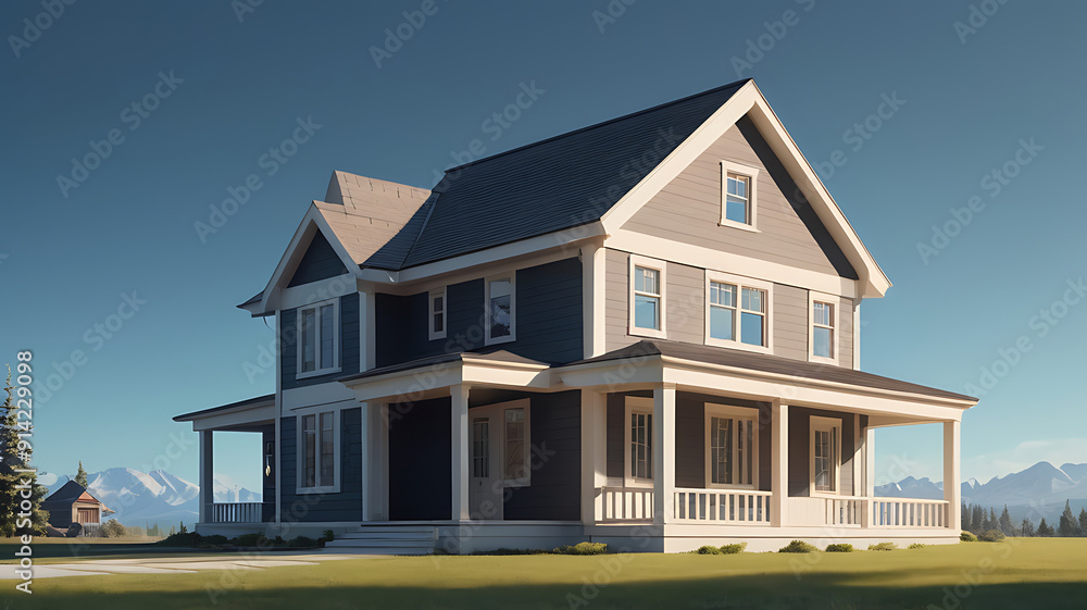 Minimalistic style image of a house with a simple background Minimalistic style image of a house with a simple background
