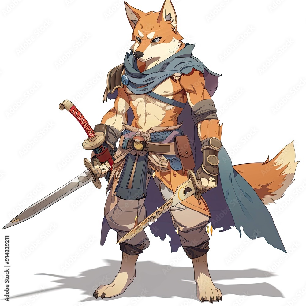 Anime Dog Warrior. AI generated art illustration. Anime Dog Warrior. AI generated art illustration.