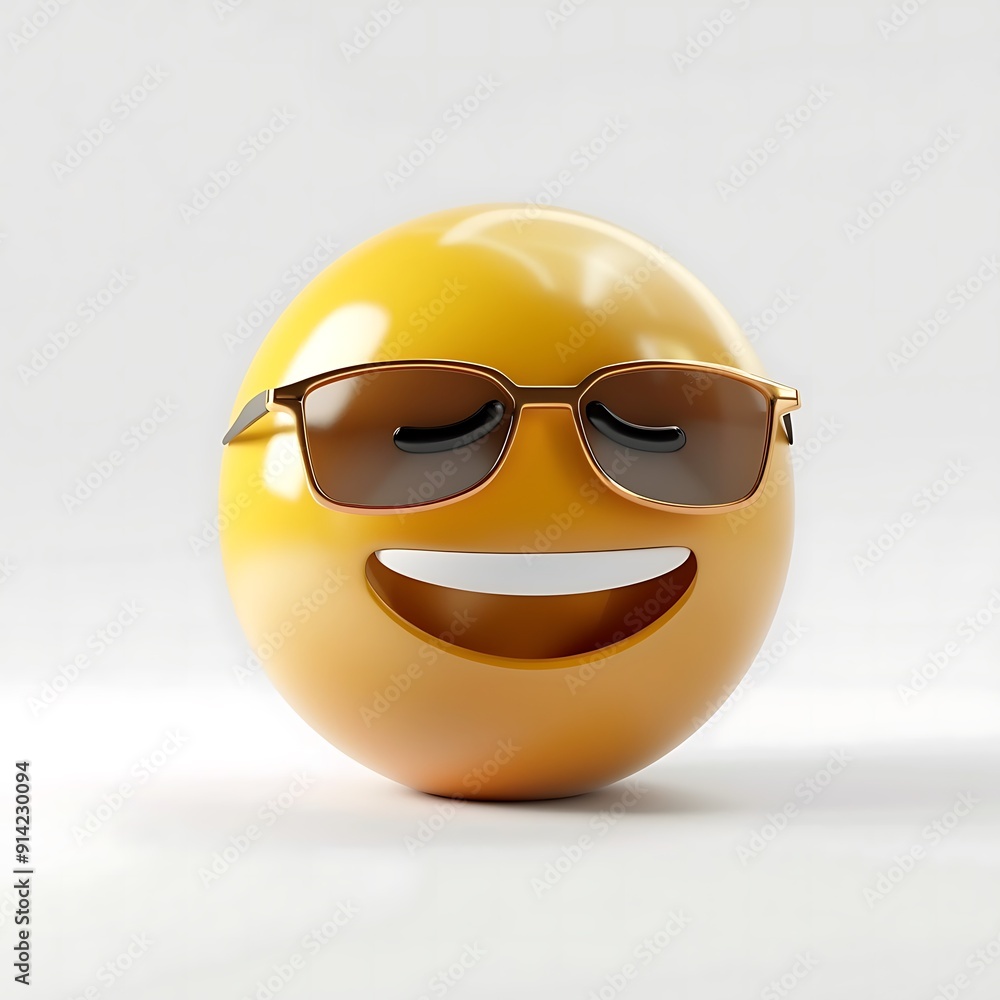 3d smiling face emoji with expression sun glasses on white 3d smiling face emoji with expression sun glasses on white