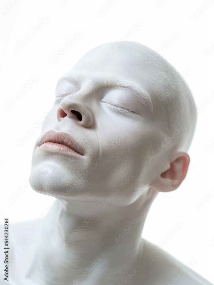Meditative art depicting a person in deep contemplation, adorned with white paint representing the essence of purity and spirituality. This image captures the essence of serenity and inner peace. Meditative art depicting a person in deep contemplation, adorned with white paint representing the essence of purity and spirituality. This image captures the essence of serenity and inner peace.