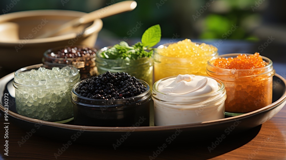 Assortment of Caviar and Cream Assortment of Caviar and Cream