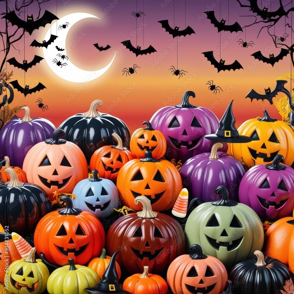 Halloween background set against a warm Halloween background set against a warm