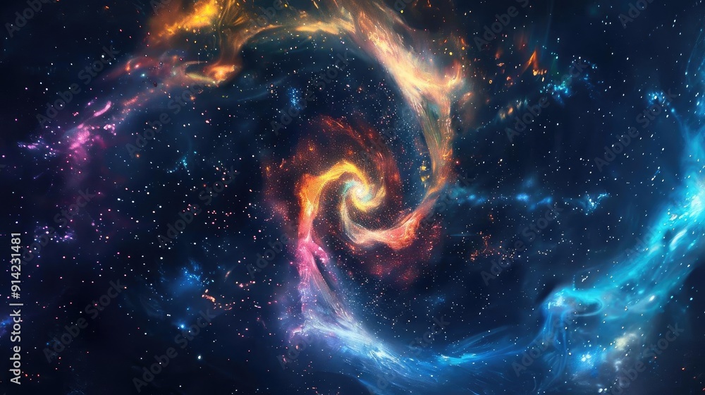 Stunning cosmic swirl showcasing vibrant colors and deep space, perfect for science fiction, astronomy, or digital art themes. Stunning cosmic swirl showcasing vibrant colors and deep space, perfect for science fiction, astronomy, or digital art themes.