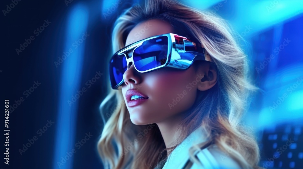 Woman with futuristic sunglasses
