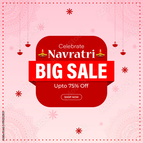 Vector illustration of Happy Navratri Sale social media feed template