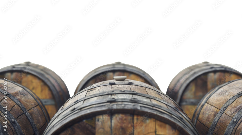 Wooden barrels on transparent background Wooden barrels on transparent background