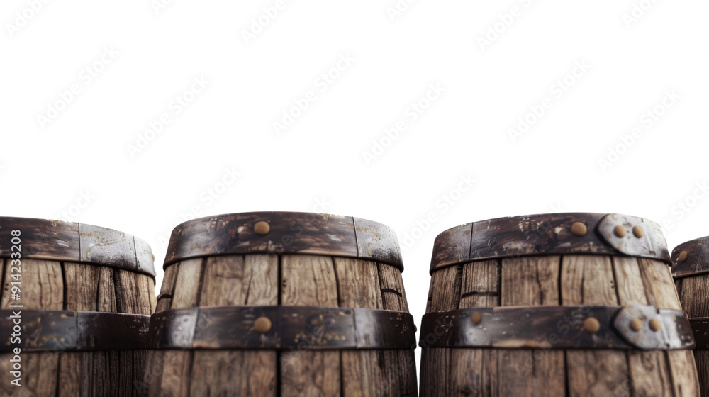 Wooden barrels on transparent background Wooden barrels on transparent background