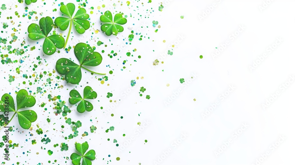 The leaves of a flying green clover fly across a transparent background The leaves of a flying green clover fly across a transparent background