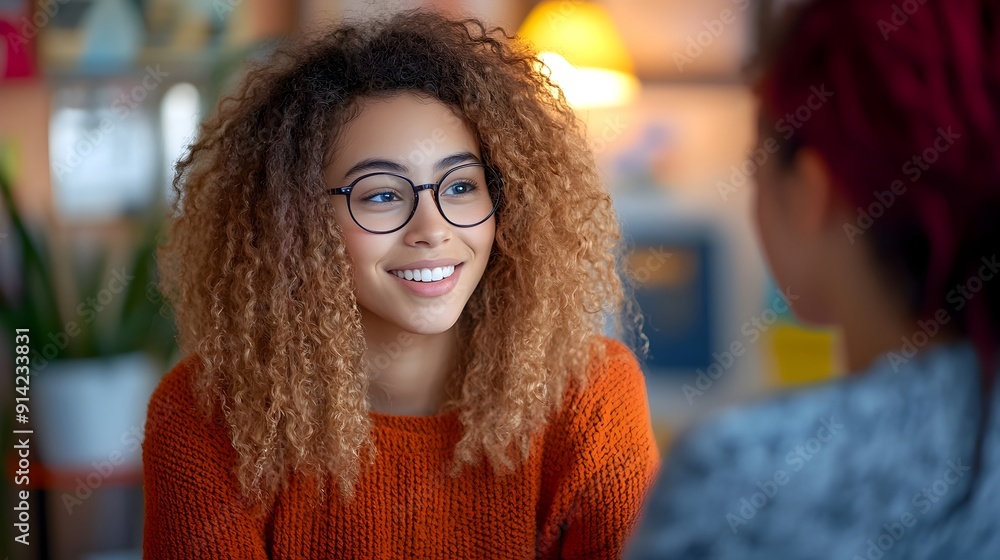 Therapist Discussing School Anxiety Strategies with Student in Bright Office Therapist Discussing School Anxiety Strategies with Student in Bright Office