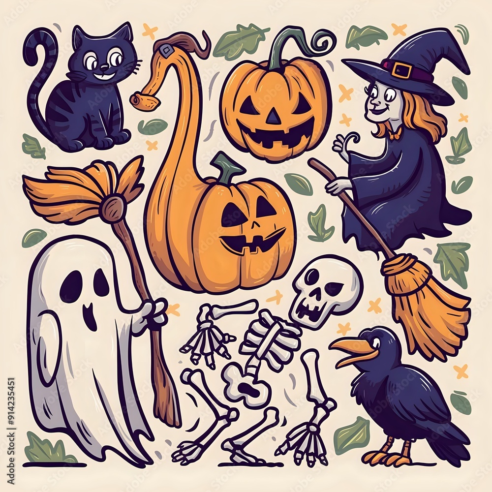 Obraz premium Halloween Sticker Collection